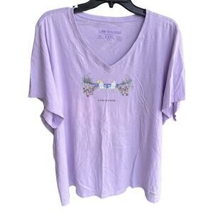 LIFE IS GOOD woman’s lavender purple v neck crusher tee lite NWOT plus sz XXXL